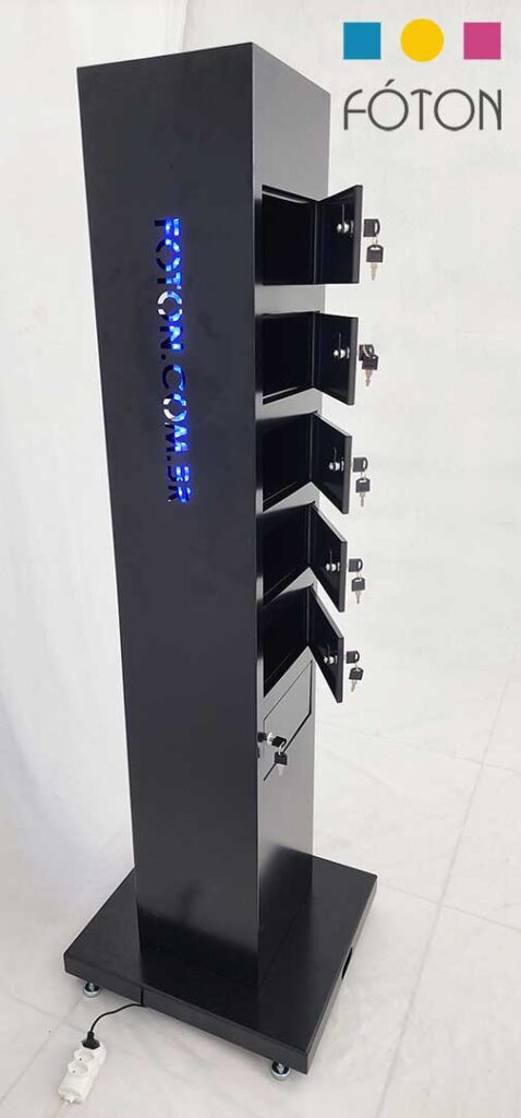 Powerlock Totem Carregador de Celulares – Totem seguro com baias chaveadas e LED