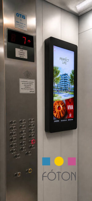 Eleve — Tótem para Mídia Digital e Comunicação em Elevadores (posição vertical )